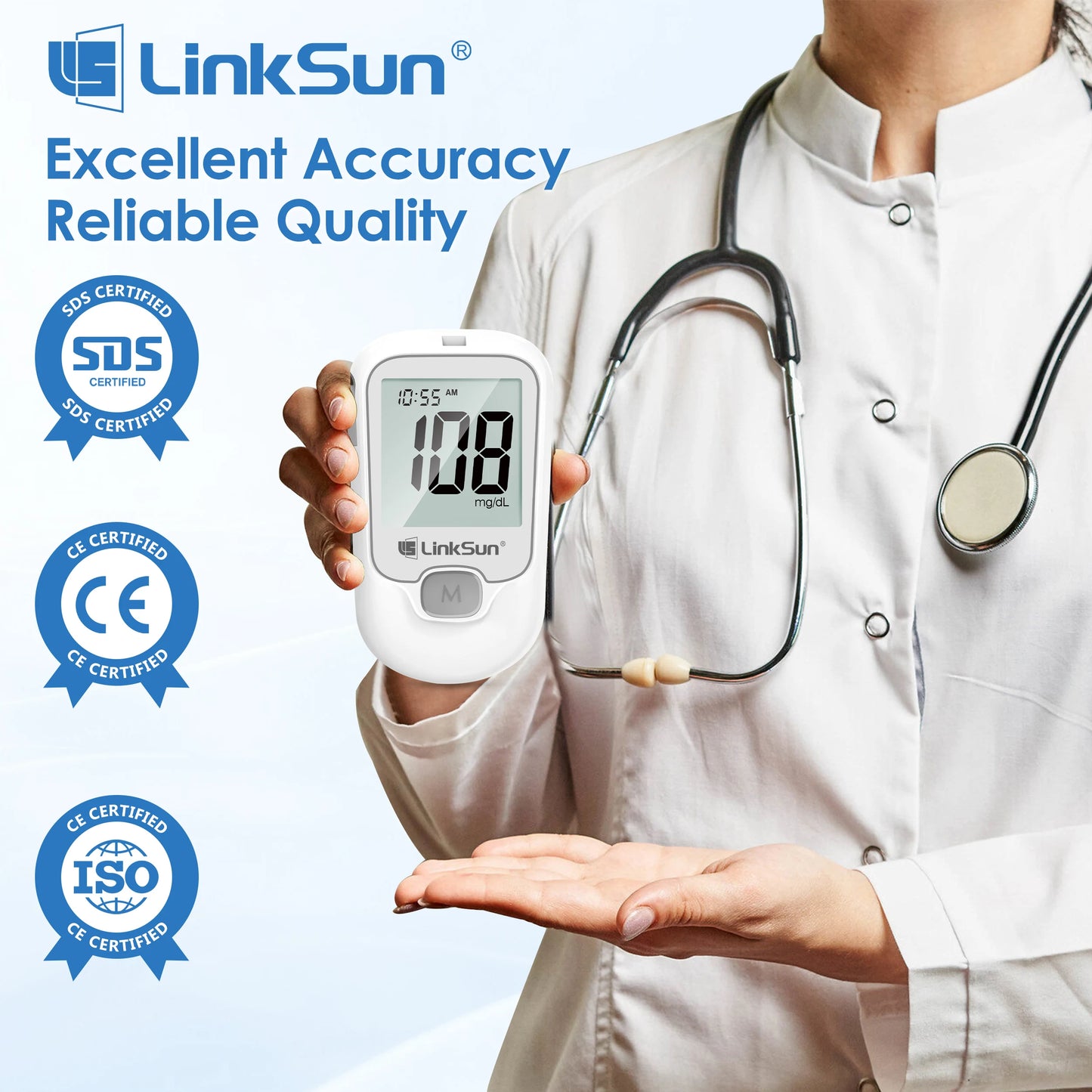 Linksun Glucose Meter Kit With Blood Sugar Test Strips