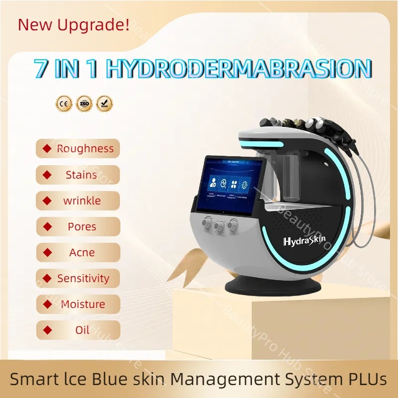 7 In 1 Skin Ultrasonic Rejuvenation Microdermabrasion Hyperbaric Oxygen Facial Machine Deep Facial Care Smart Ice Blue Beauty