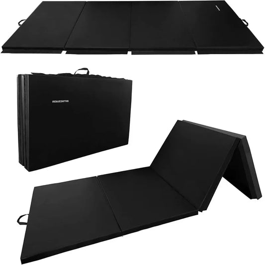 BalanceFrom Folding Gymnastics Mat 4 Foot by 10 Foot by 2 Inch Home Gym Tumbling Equipment Non Slip Surface