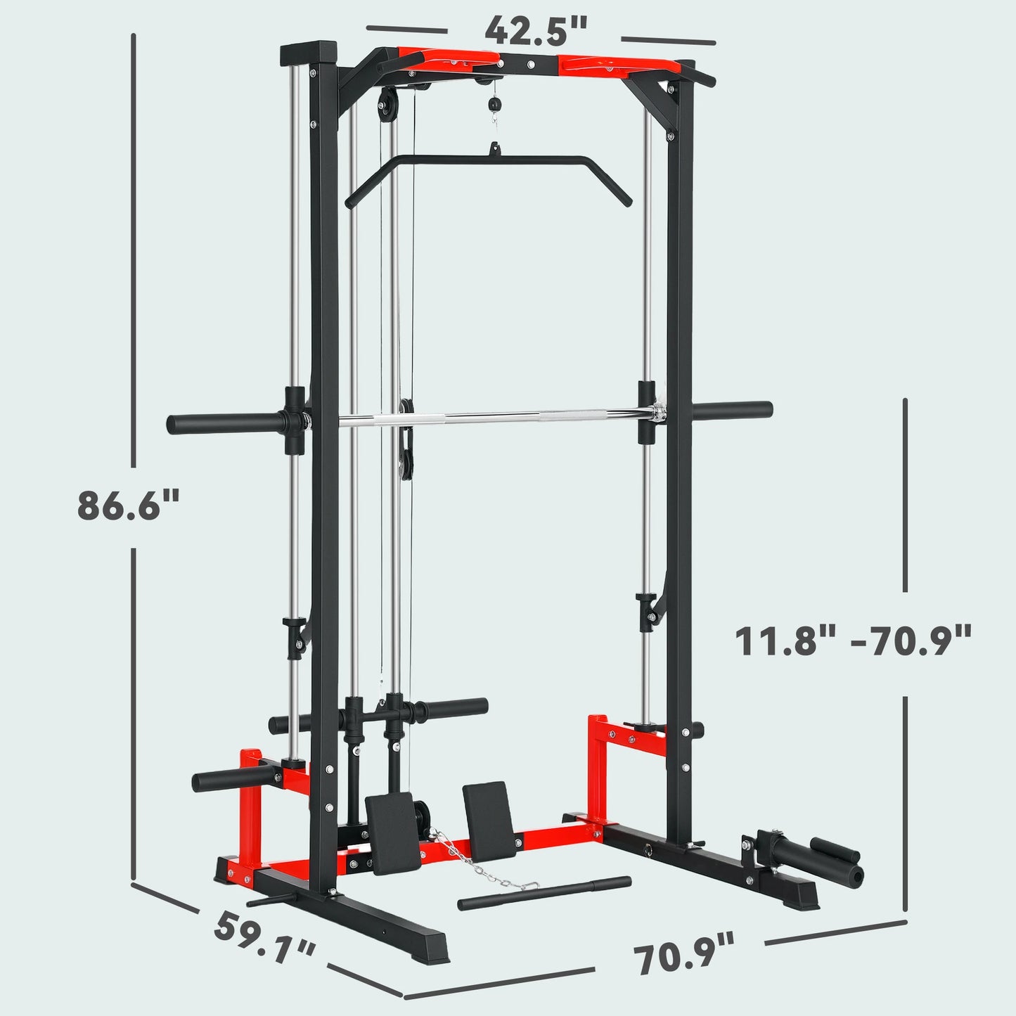Soozier Smith Machine Multi-Function Power Cage With Lat Pull-Down System