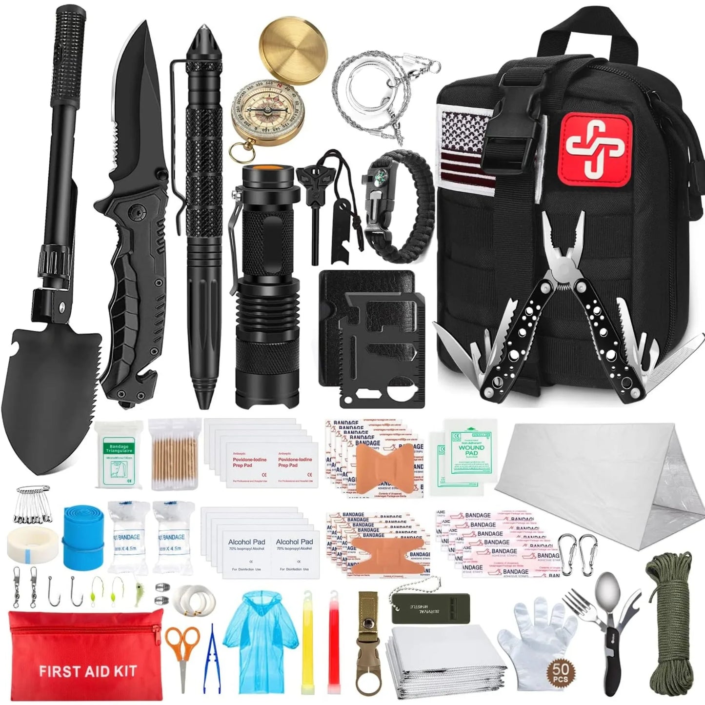 Hign-concerned 238Pcs Emergency Survival Kit With Tactical Molle Pouch