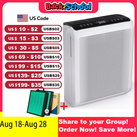 AROEVE Air Purifier With Smart Timer And Washable Filters