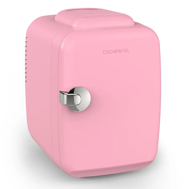 Crownful 4L Mini Multifunction Refrigerator Electric Portable Beauty Cooler Warmer Car Fridge for Home Camping and Travel
