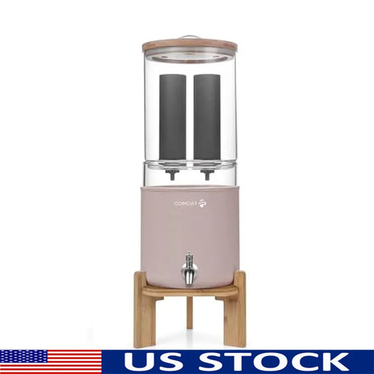XMSJ Gravity Feed Water Filter System Glass Countertop Dispenser