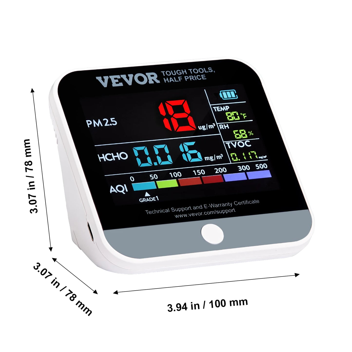 VEVOR Air Quality Monitor 8 In 1 PM2 5 PM10 PM1 0 Indoor