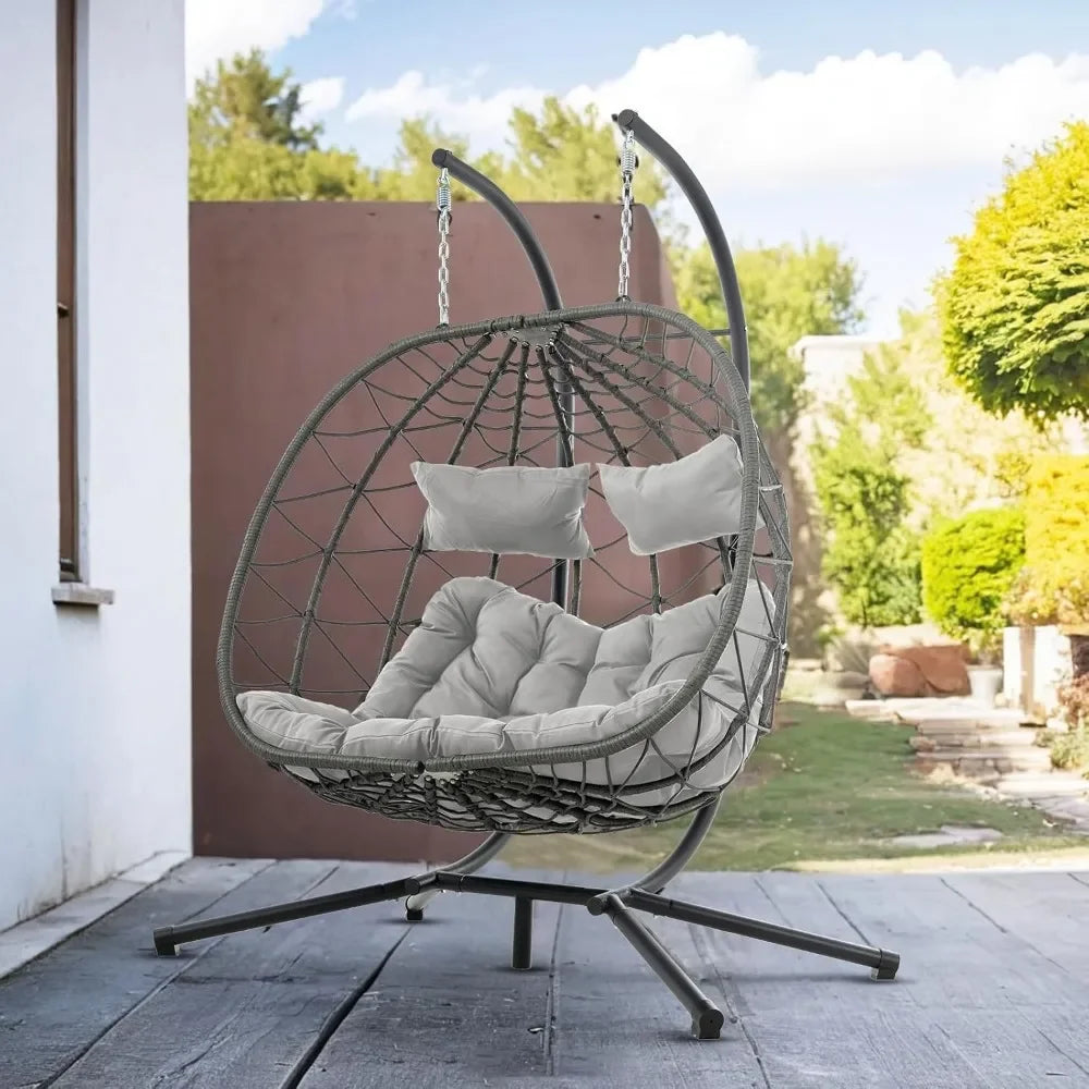 ANGDUO Egg Swing Chair With Stand For Outdoor Patio