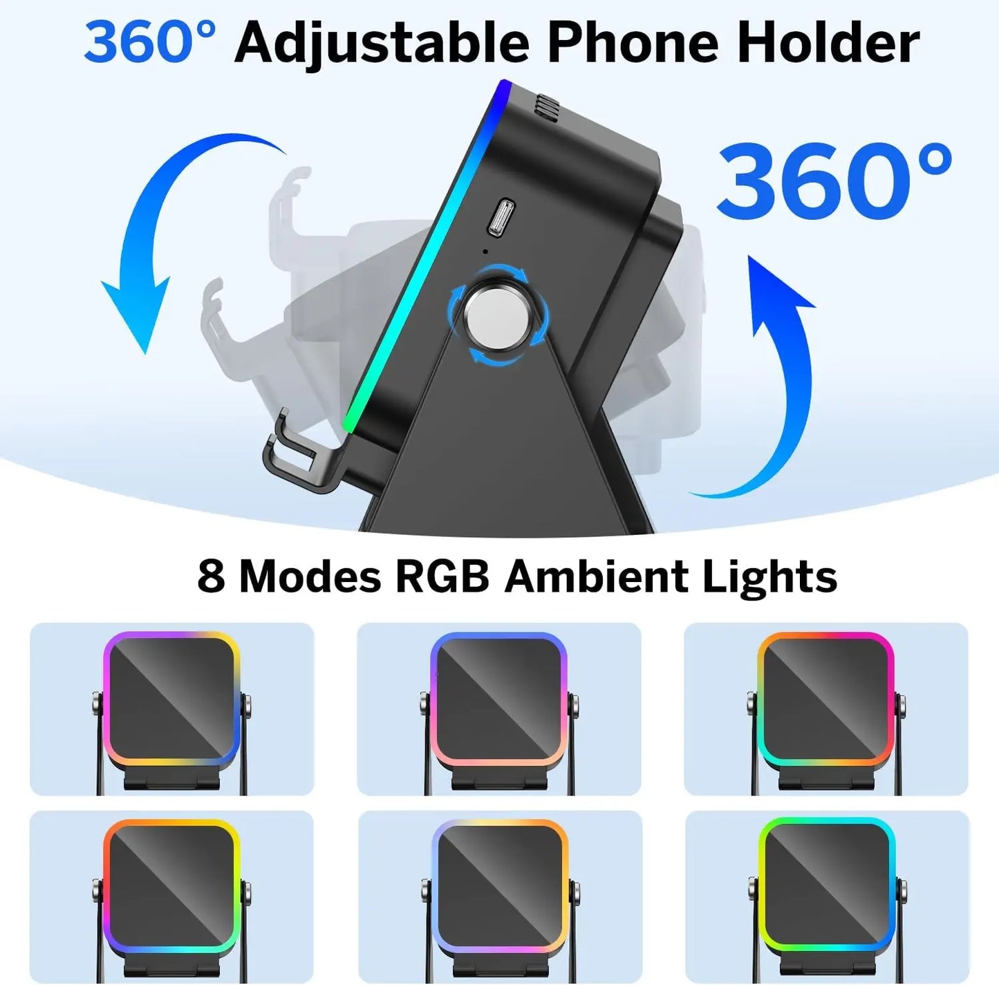 Newmsnr 5-in-1 Wireless Induction Speaker Phone Holder Bluetooth Hifi
