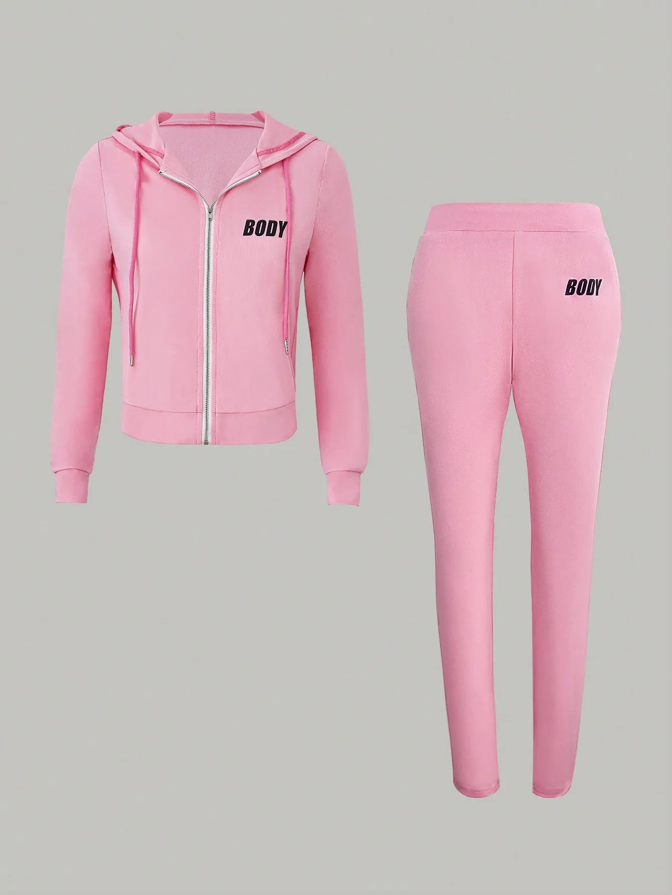 Women Zippered Sportswear Set Hoodie Jogger Sweatpants
