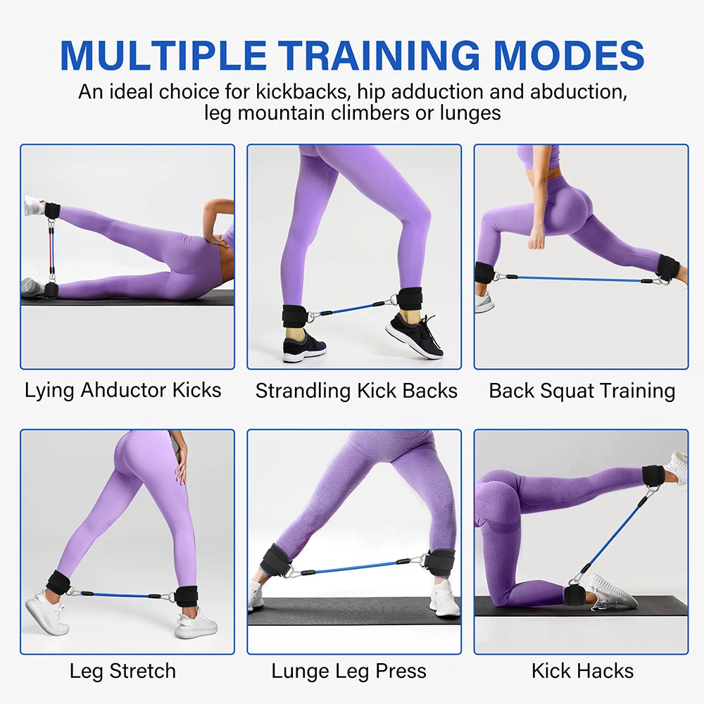 Hign-concerned TPE Resistance Bands Ankle Straps D-Ring Set For Leg Strength