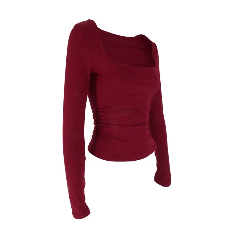 VYTBCN Autumn Women T Shirt Solid Elegant Long Sleeve Tee