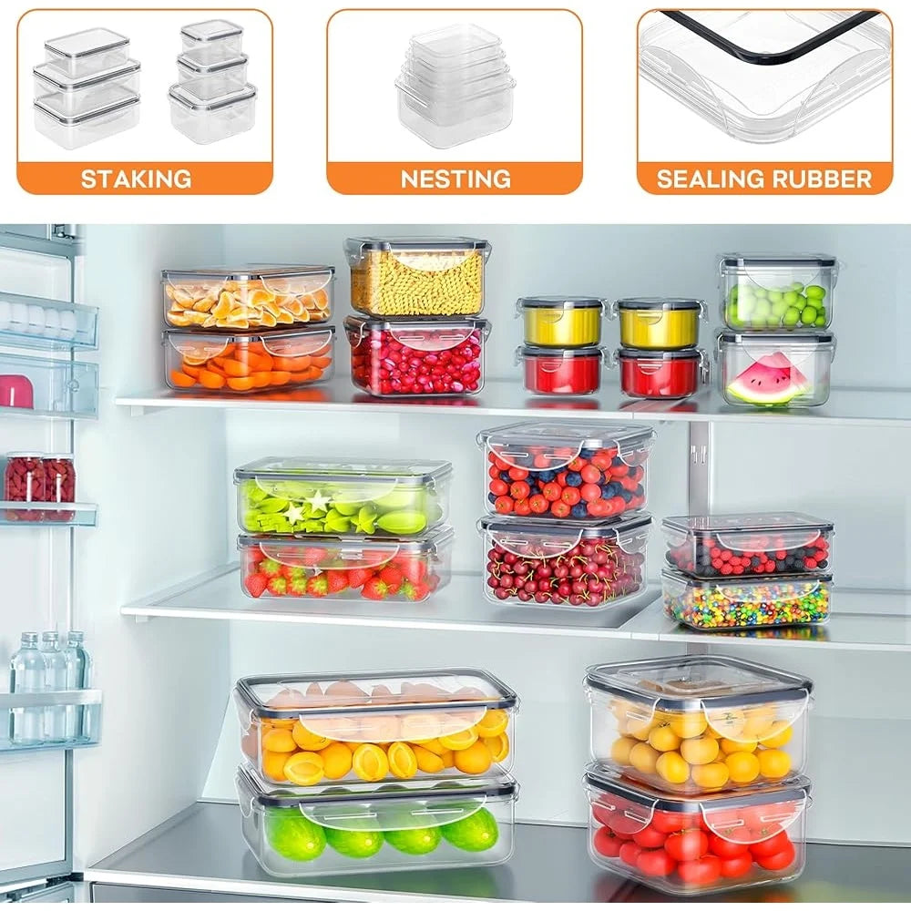 40 PCS Airtight Food Storage Containers Set Stackable Meal Prep Plastic with Lids Reusable Durable Kitchen Organization