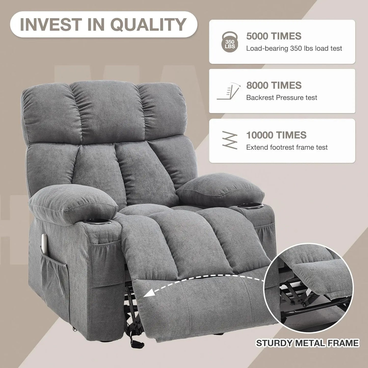 XMSJ Massage Rocker Recliner Chair With Heat And Vibration