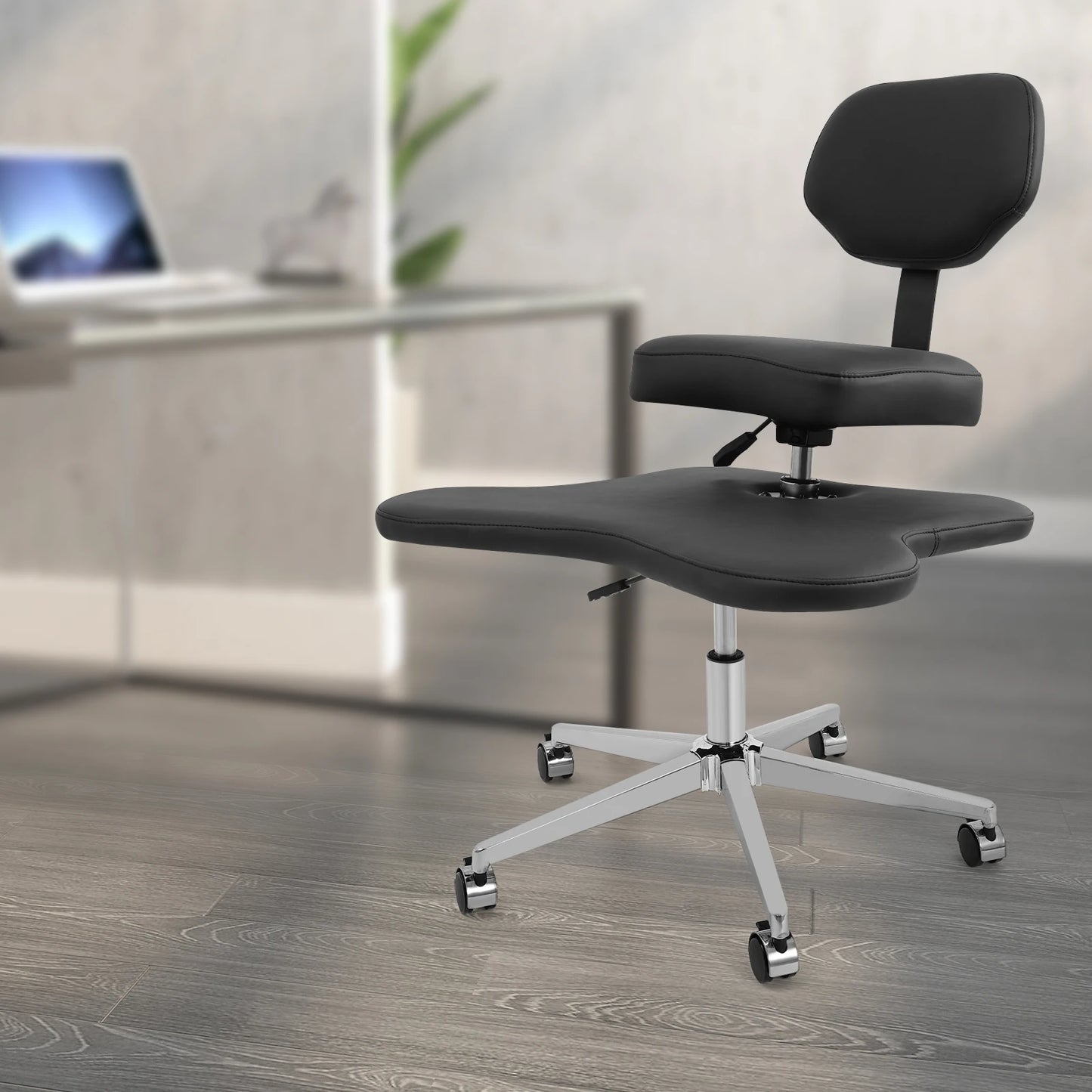 Cross-Legged Meditation Chair Relaxing Chair with Wheels Height Adjustable Seat for Yoga & Office Work Improve Posture