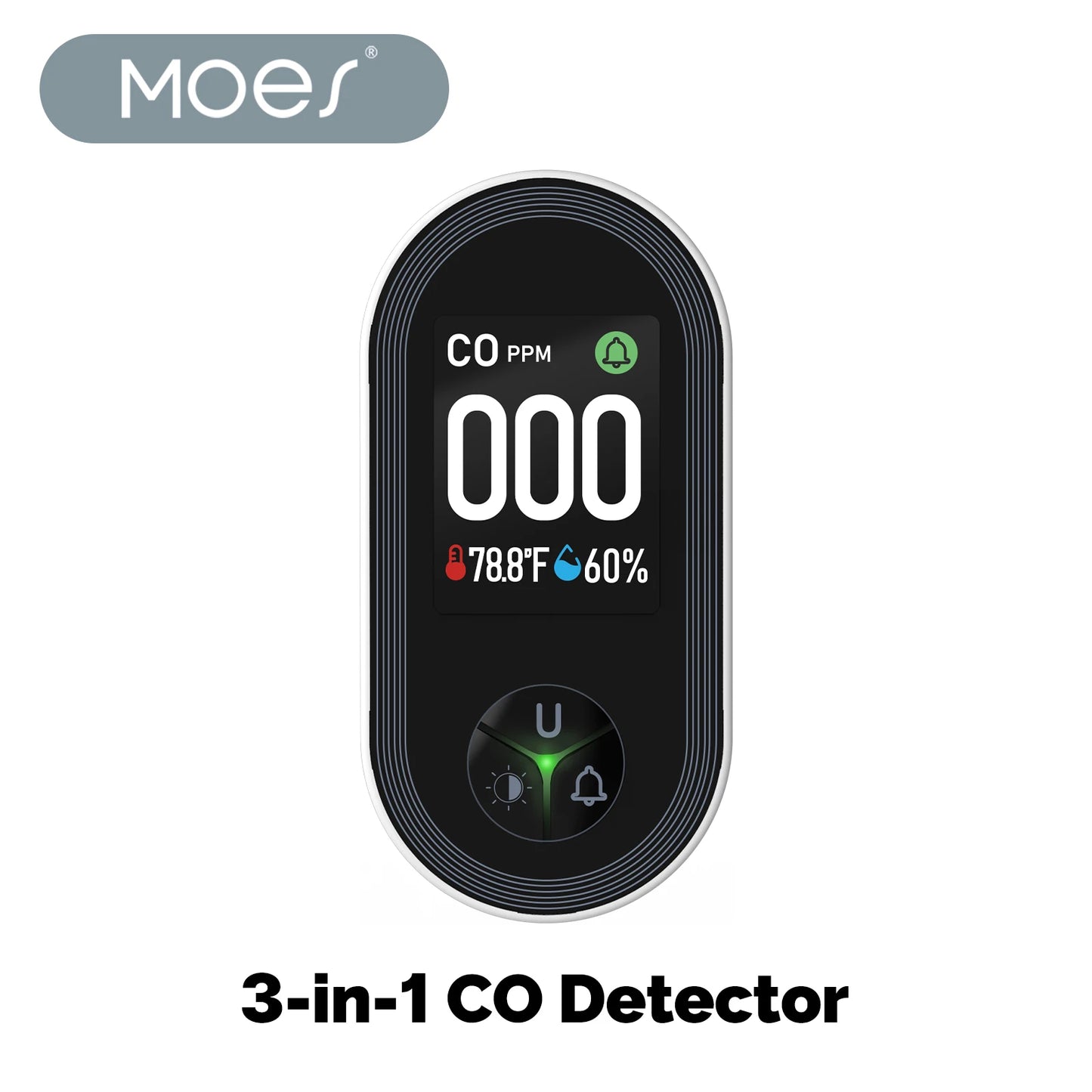 MOES 3in1 Carbon Monoxide Detector Plug-in Temperature Humidity Sensor