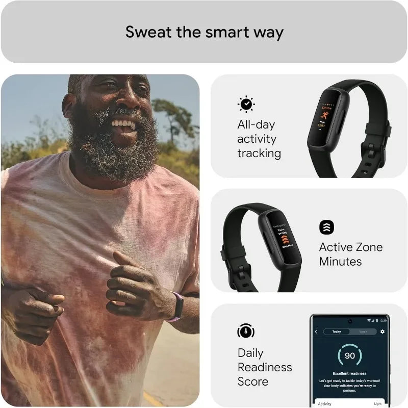 Popular Inspire 3 Health and Fitness Tracker with Stress Management Workout Intensity Sleep Tracking 24/7 Heart Rate Midnight Zen Black One Size S and L Bands Included