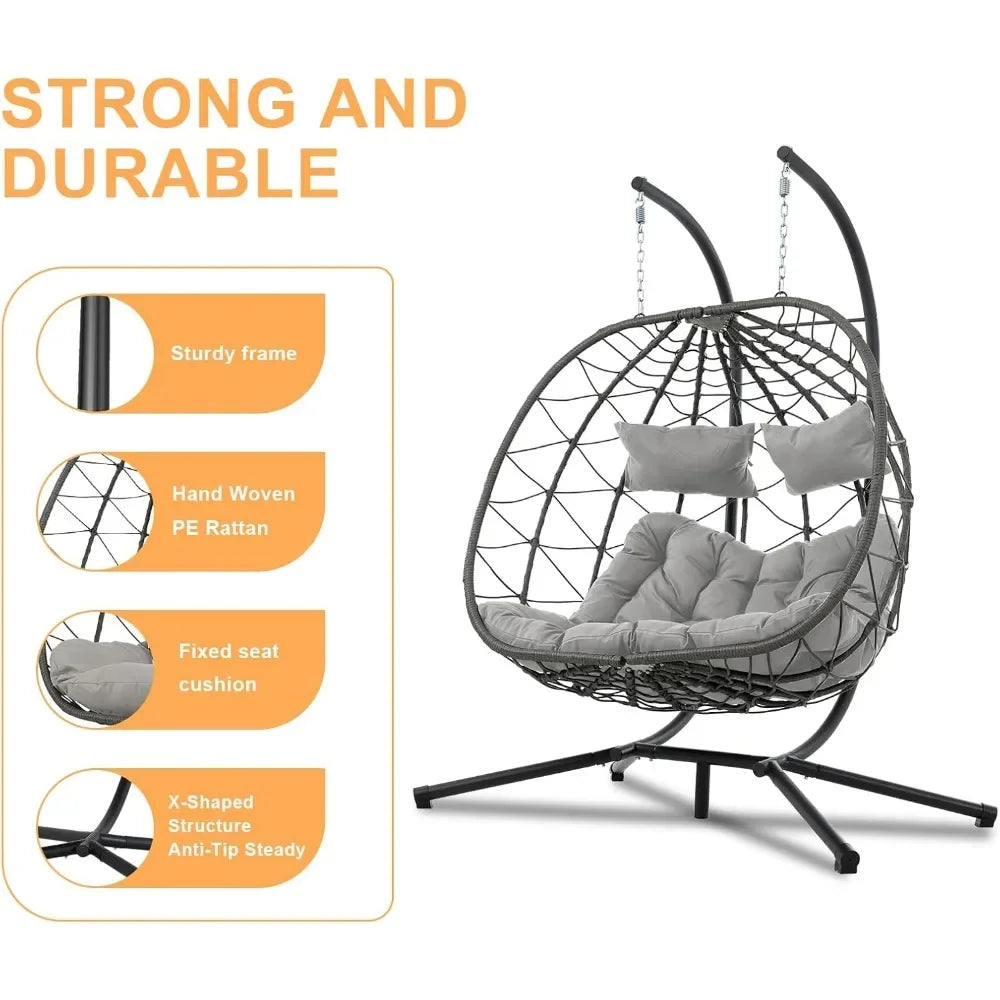ANGDUO Egg Swing Chair With Stand For Outdoor Patio