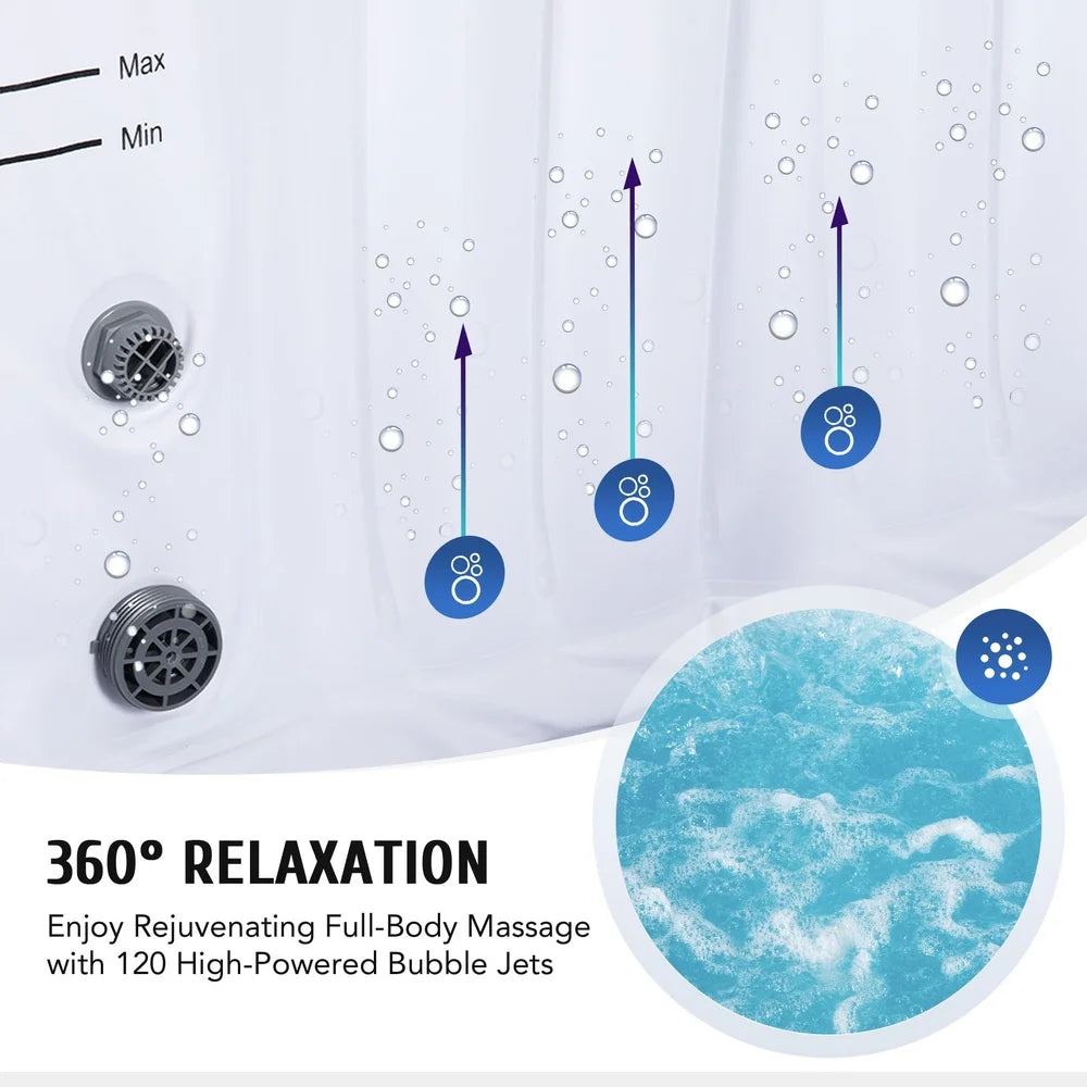 XMSJ Inflatable Hot Tub Portable Spa With 120 Jets Pump