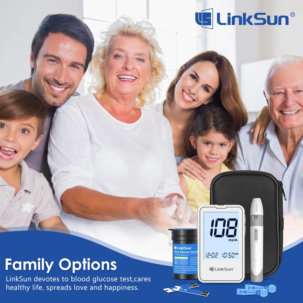 Linksun Glucose Meter Kit With Blood Sugar Test Strips