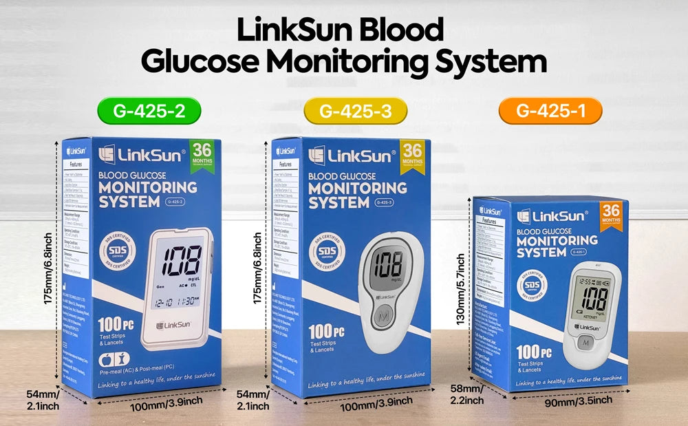 Linksun Glucose Meter Kit With Blood Sugar Test Strips