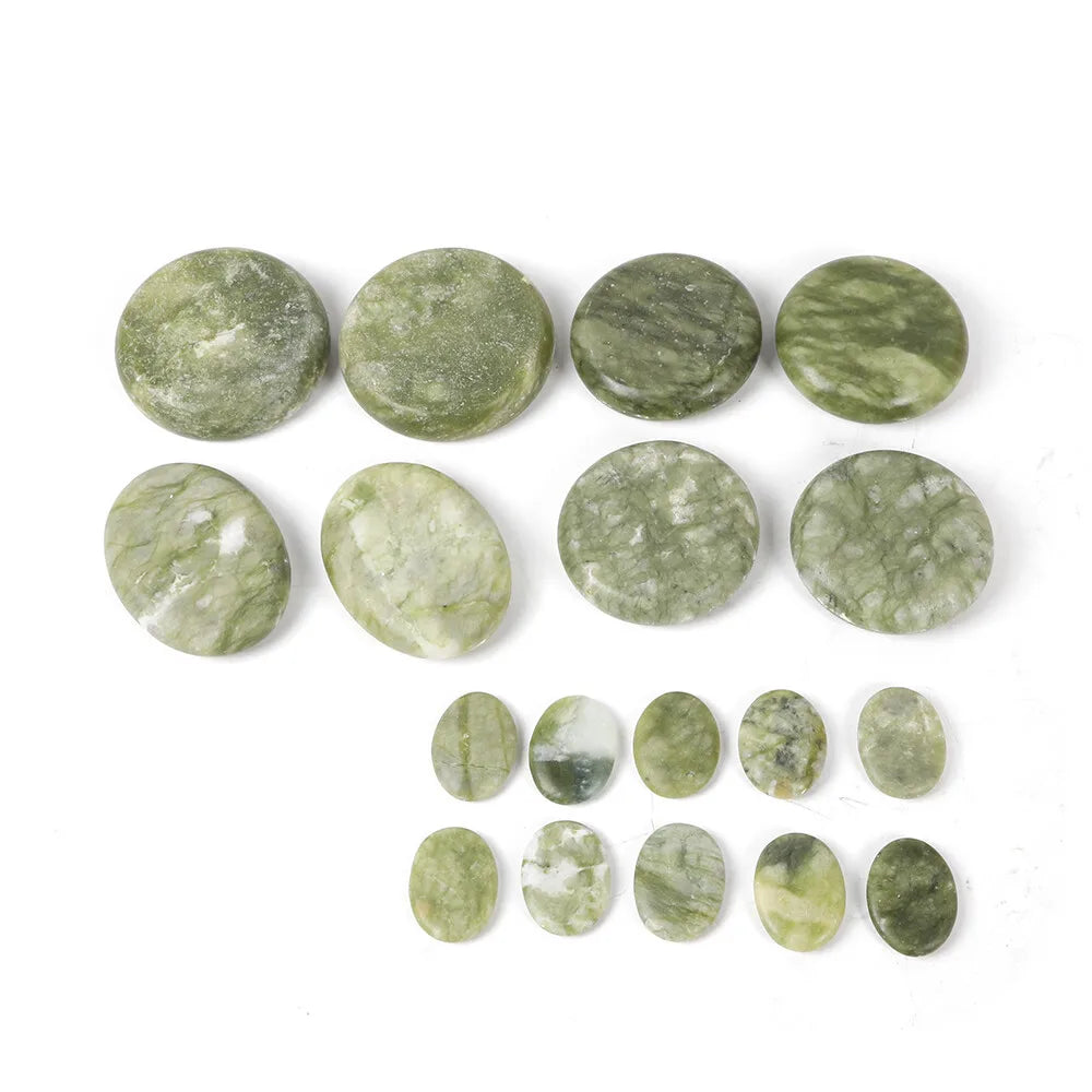 Natural Jade Hot Stone Therapy Kit Heated Spa Massage Set