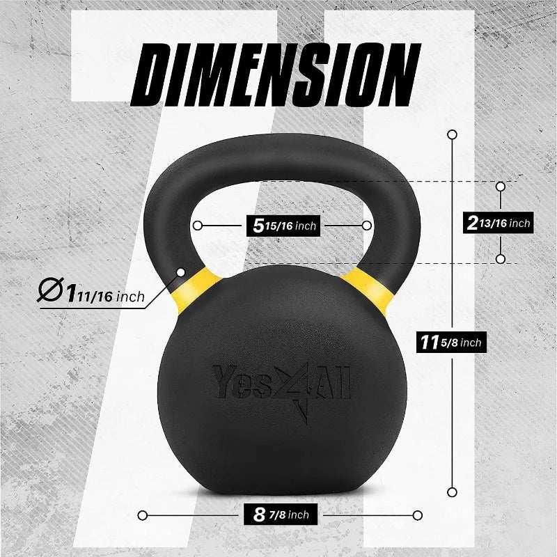 Yes4All Powder Coated Cast Iron Kettlebell Strength Training Kettlebells Weight Set for Full Body Workout, Home Gym
