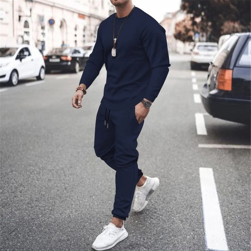 NONECN Men Two Piece Tracksuit Set Sweatshirt Sweatpants