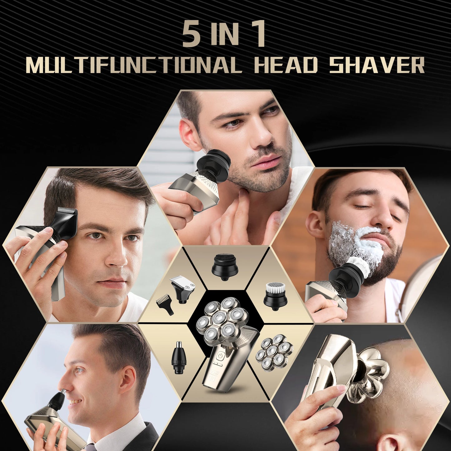 Sejoy Electric Head Shaver For Bald Men 7 Blades Floating