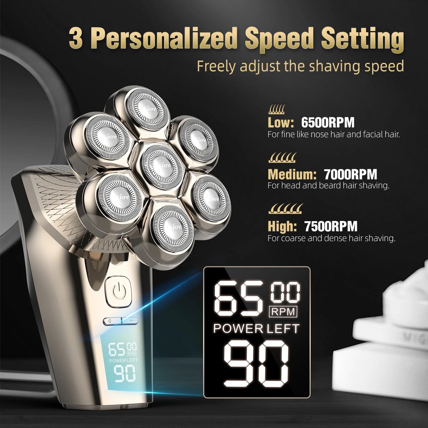 Sejoy Electric Head Shaver For Bald Men 7 Blades Floating