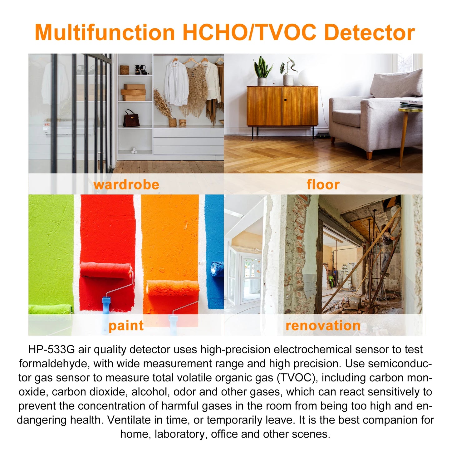 HoldPeak Portable Air Quality Monitor HCHO TVOC Humidity