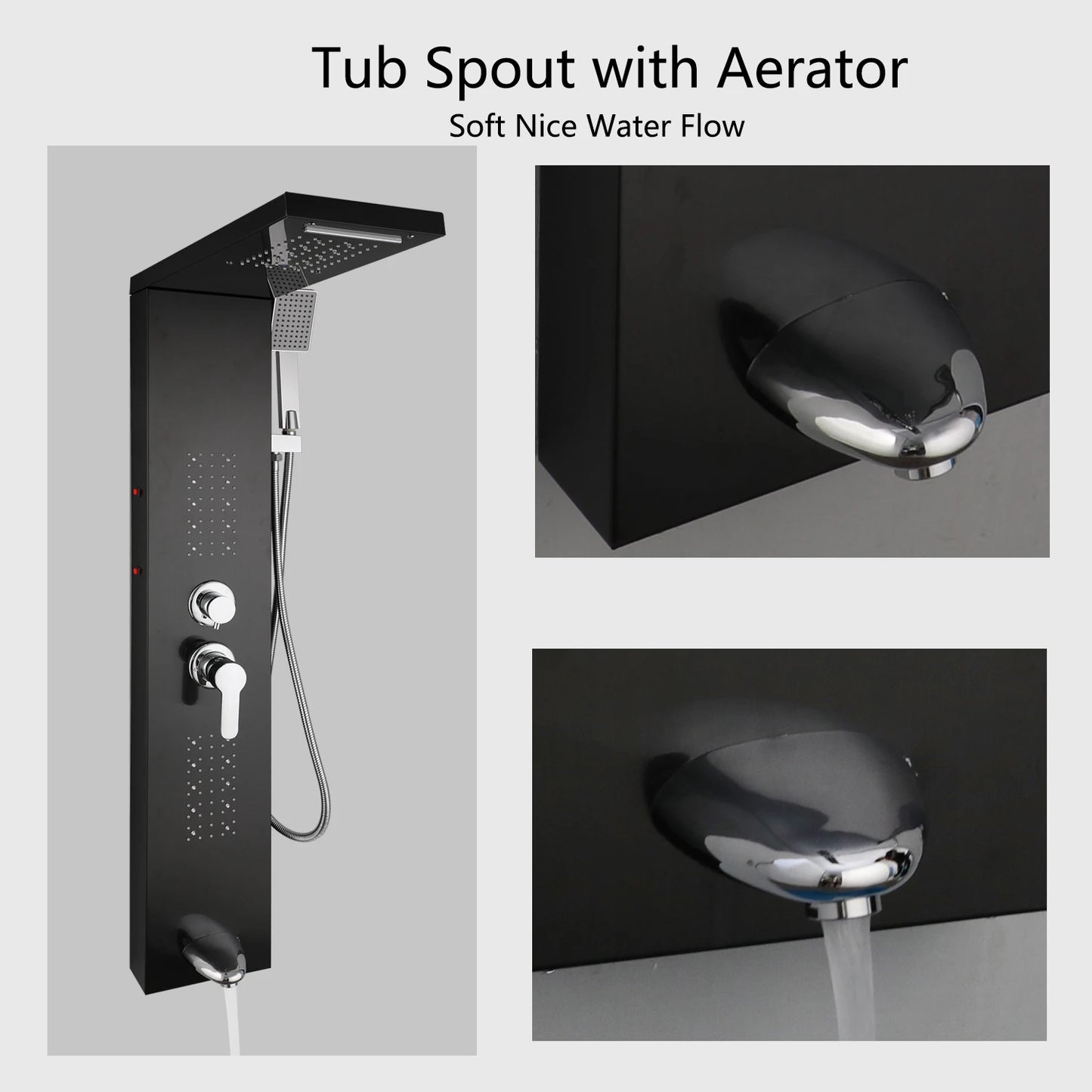 YANKSMART Stainless Steel Shower Panel System with LED Head