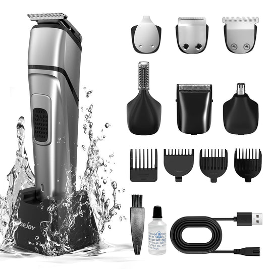 Sejoy Men's Grooming Kit Cordless Electric Beard Trimmer Hair Clippers USB Rechargeable Nose Trimmer