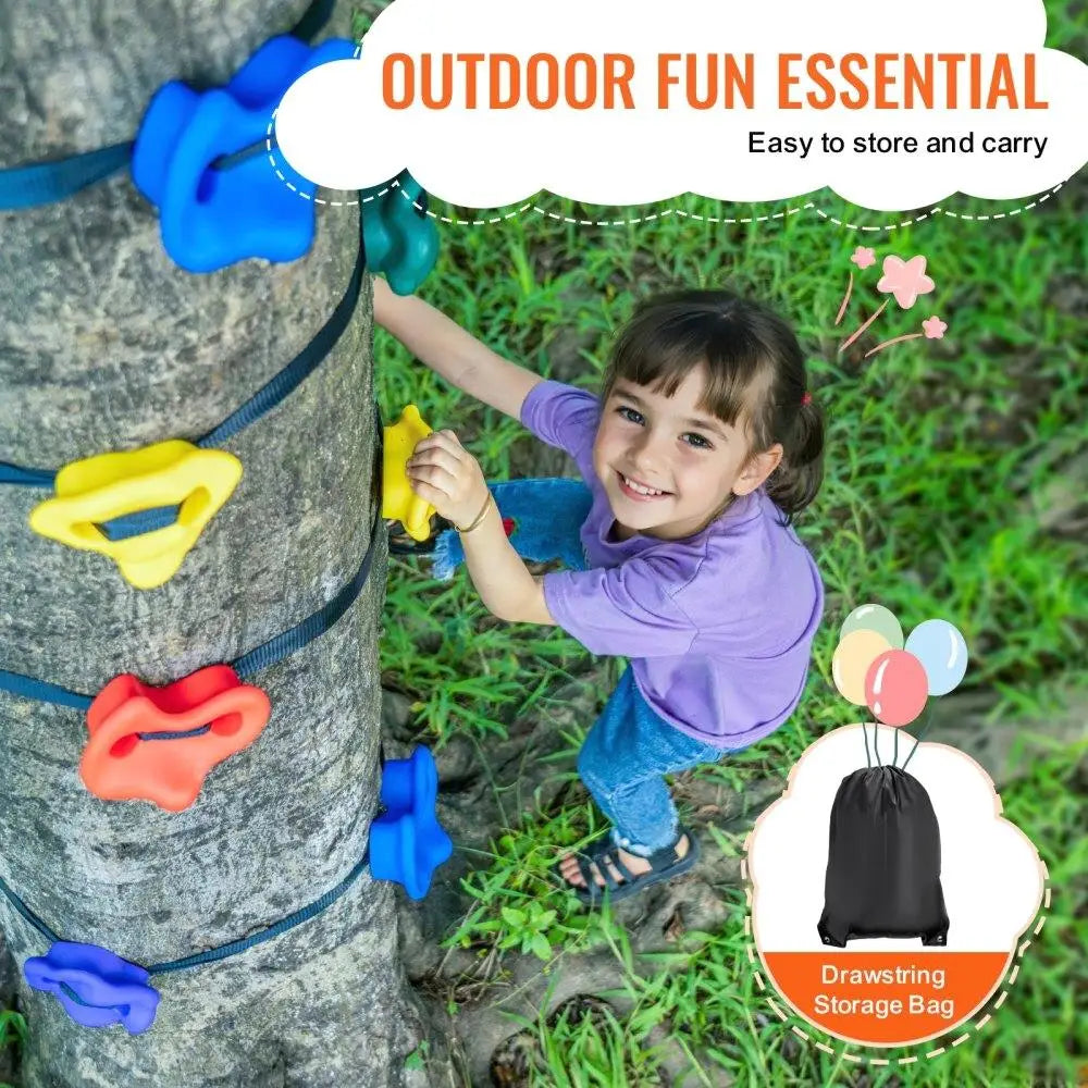Ninja Tree Climbing Kit with 12 Climbing Holds and 6 Ratchet Straps for Outdoor Climbing Gear