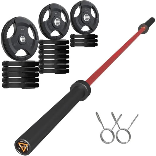 Barbell Bar With Bearings Weight Plate Set For Home Gym
