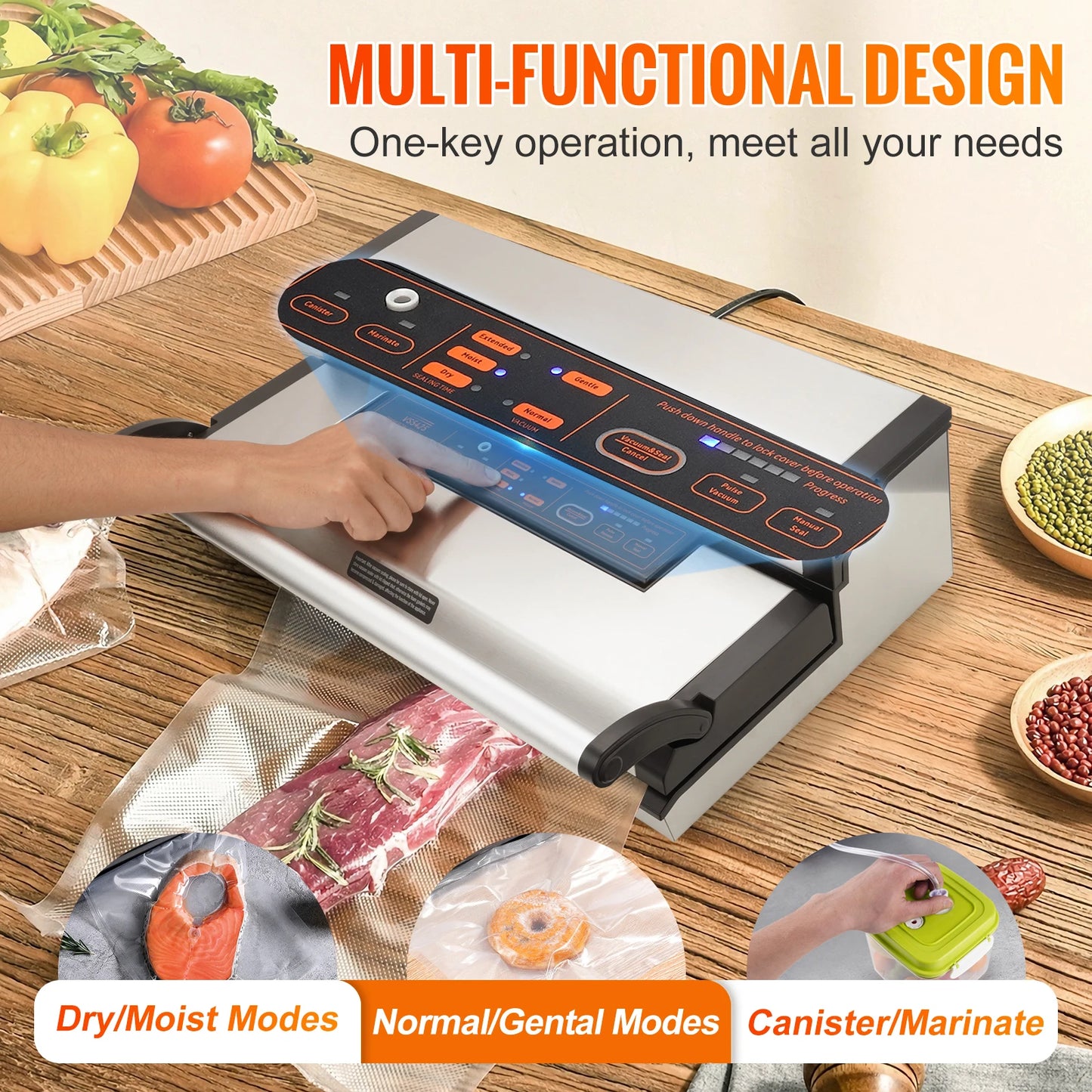 SucceBuy Multifunction Vacuum Sealer Machine With Bag Cutter Storage