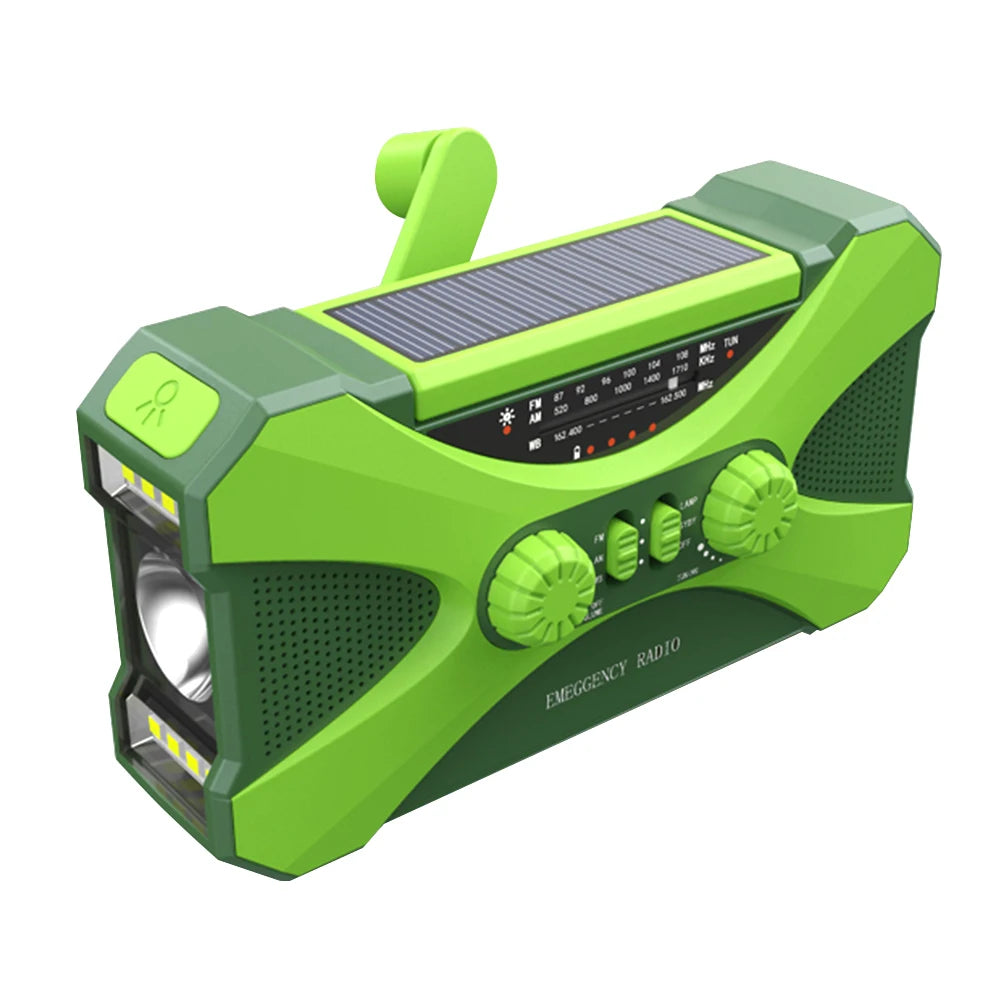 Hign-concerned Portable 10000mAh Solar Hand Crank Emergency Radio Flashlight