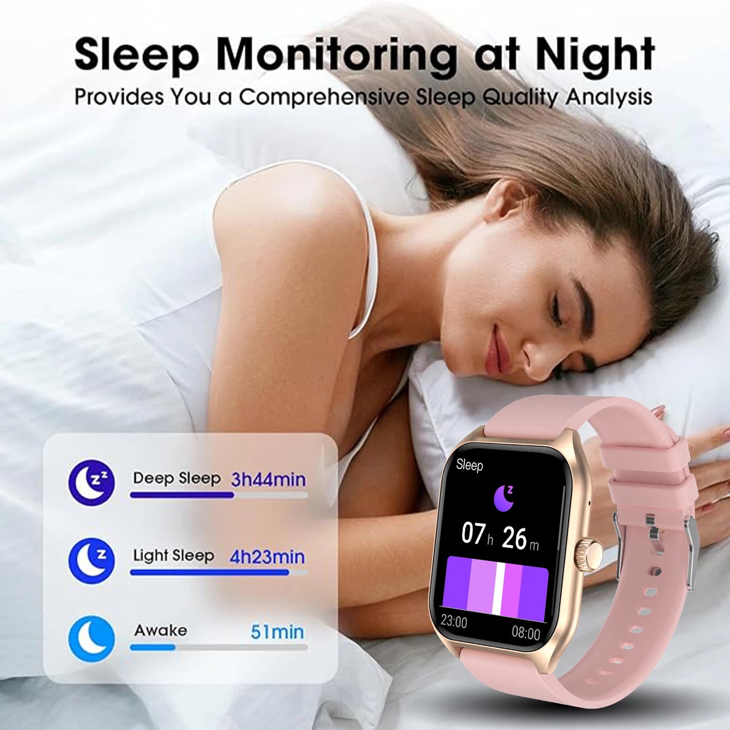 AI Voice Assistant Smart Watch for Men and Women with 1.96 Inch HD Screen Activity Tracker and 100 Plus Sports Sleep Heart Rate Monitor