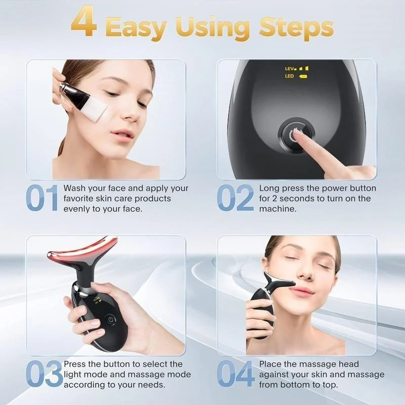 Commodity 7LED Color Vibrating Neck and Face Massager USB Charging