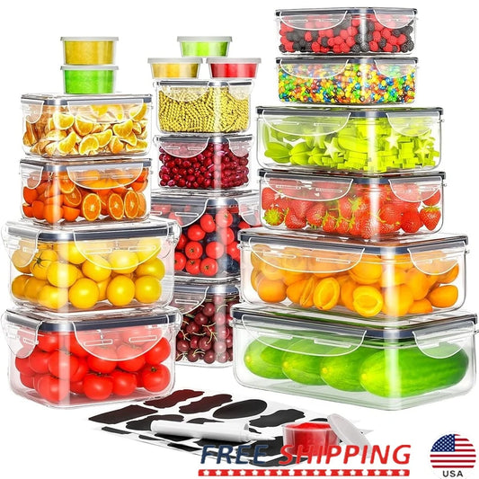 40 PCS Airtight Food Storage Containers Set Stackable Meal Prep Plastic with Lids Reusable Durable Kitchen Organization