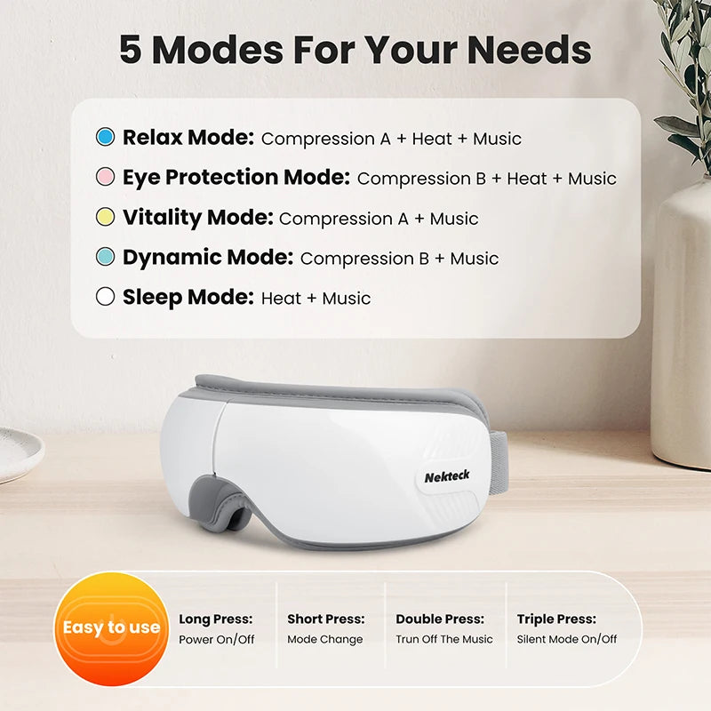 Eye Massager with Heat Bluetooth Eye Mask for Migraine Relief Eye Care Gift to Reduce Strain and Dry Eyes Sleep Aid Relaxation