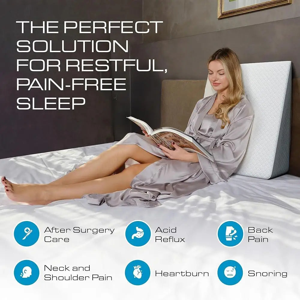 Wedge Pillow Sleep Apnea Acid Reflux Back Pain Relief Snoring Support Bed Cushion Elevated Comfort Adjustable Relief