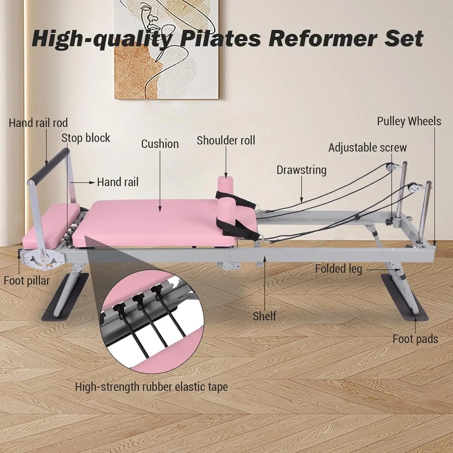 Hign-concerned Pilates Reformer Foldable Home Gym Equipment