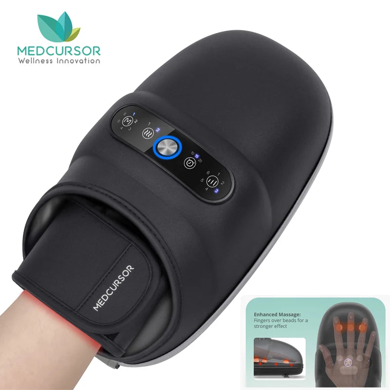 Wireless Electric Hand Massager with Air Compression and Hot Compress for Palm Acupoint Massage and Muscle Relaxation