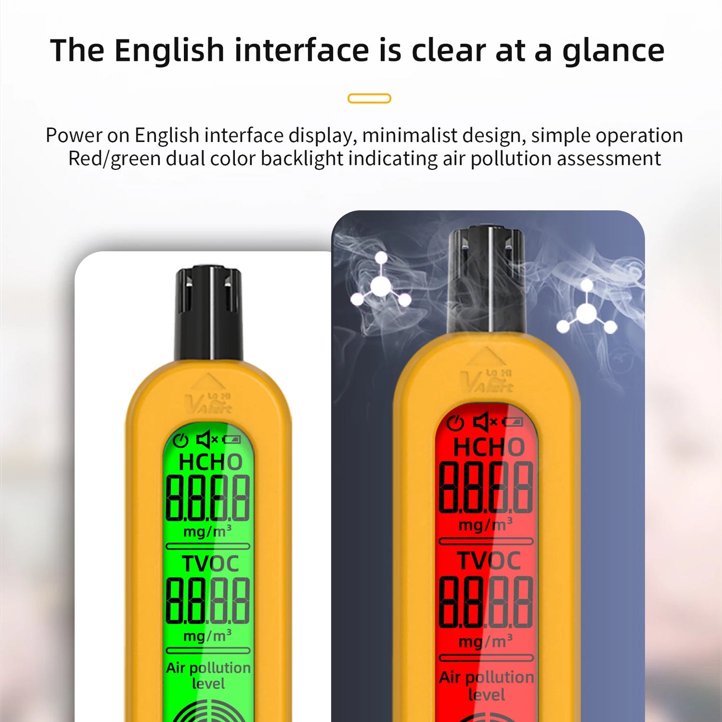 BSIDE G2 Air Quality Detector Auto Alarm Formaldehyde HCHO TVOC Portable LCD Display Rechargeable Home Office Detection