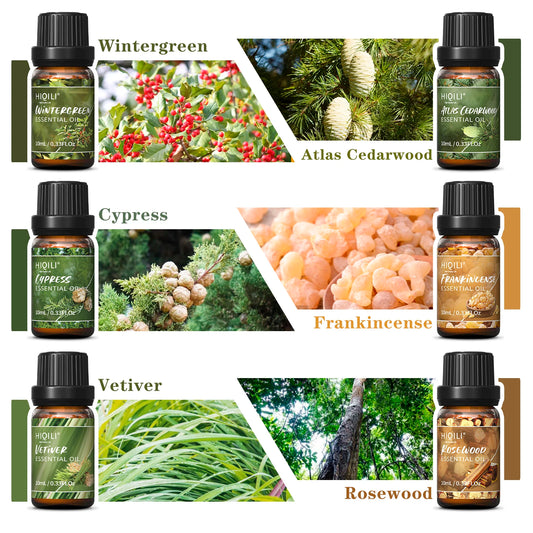 HIQILIE Woody Fragrance Oils Gift Set 6 Pack Assorted