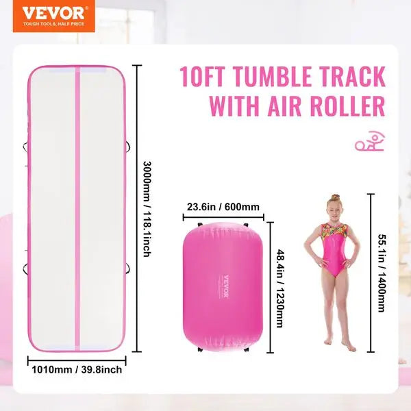 VEVOR Inflatable Gymnastics Air Mat Set With Pump And Roller