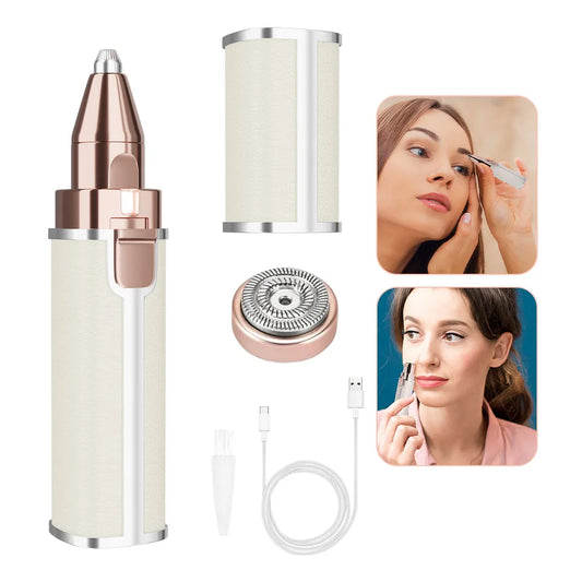 Solimpia 2 In 1 Women Electric Epilator Painless Hair Remover Lady Shaver Eyebrow Shaper Facial Armpit Portable Trimmer