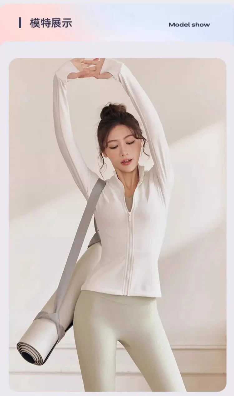 Women Zip Front Fitness Jacket Quick Dry Yoga Top Active