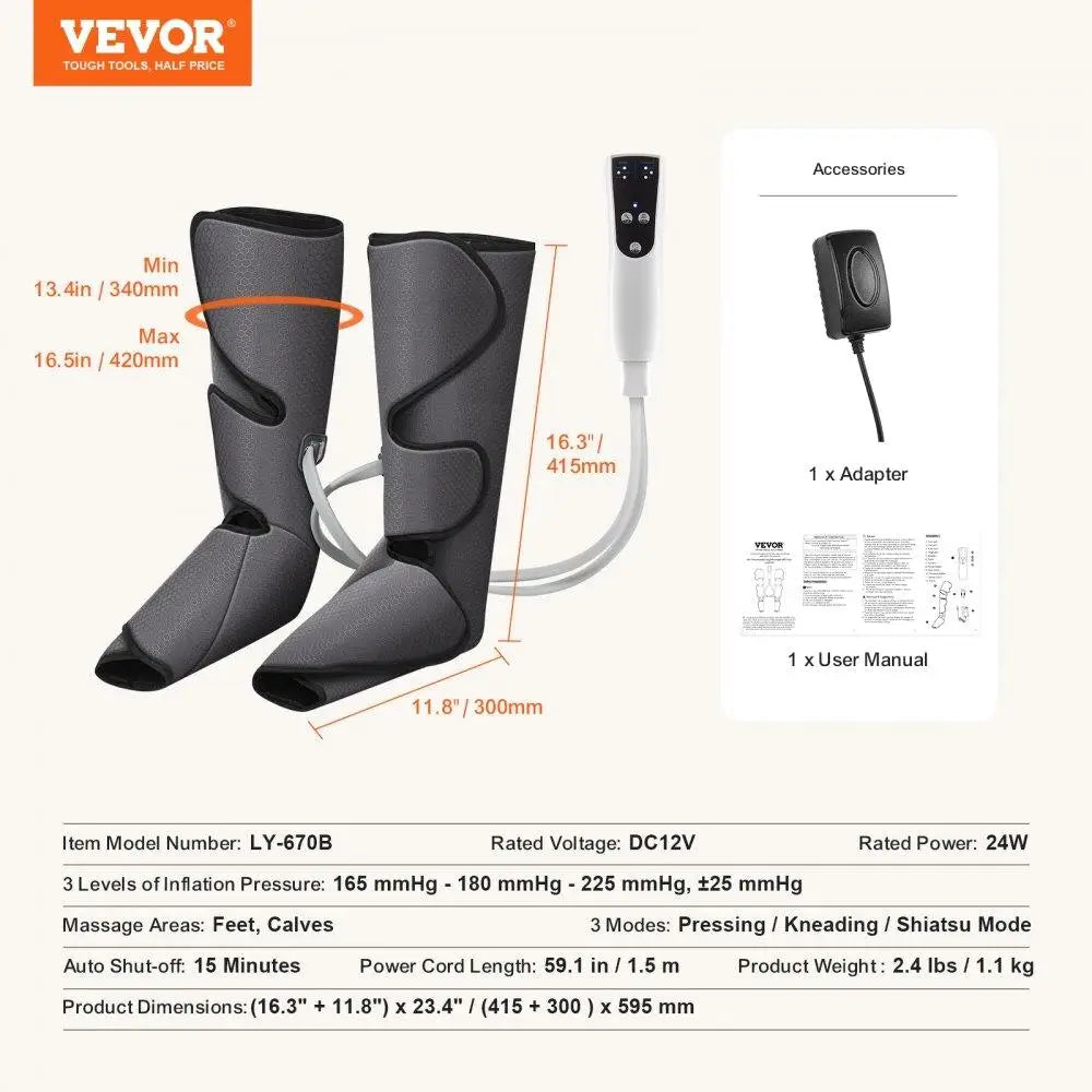 Leg Massager Air Compression Foot Calf Massager 3 Modes 3 LCD Controller for circulation Swelling Pain Relief Gift