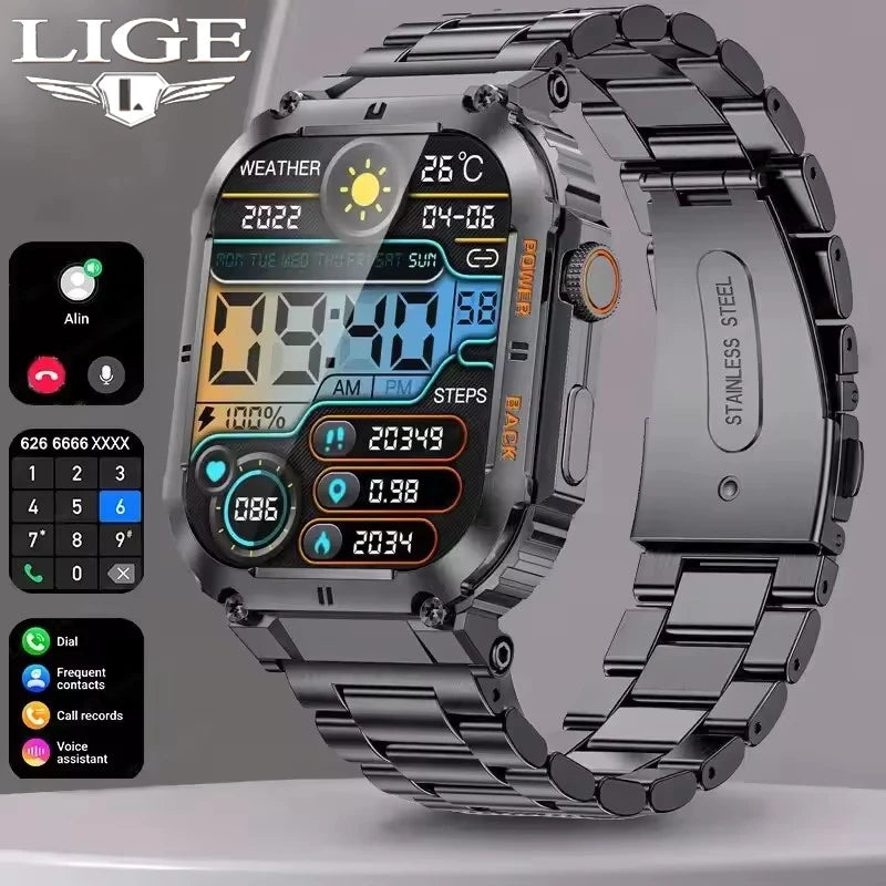 LIGE Outdoor Sports Smartwatch Bluetooth Calling Fitness