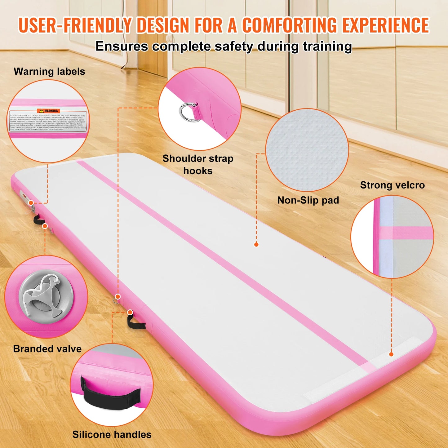 SucceBuy Inflatable Gymnastics Mat With Electric Pump